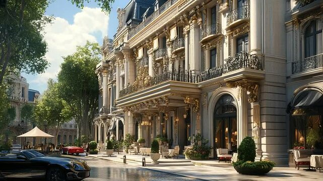 Grand Parisian Hotel: Architectural Majesty on a Sunny Day
