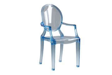 Stylish interior illustration featuring a modern transparent acrylic chair design suitable for catalogs and contemporary furniture stores or design websites