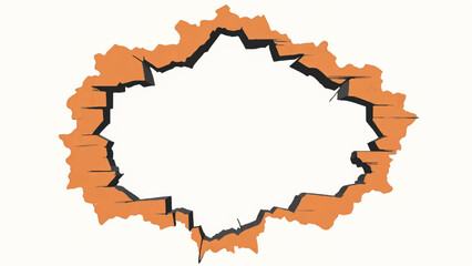 Cracked Brick Wall with an Opening. Broken Brick Wall Fragment. Vector illustration.