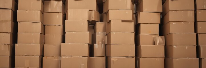 Stacked used brown cardboard boxes awaiting recycling , grunge, compost