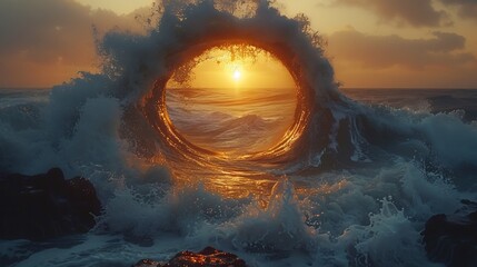 A dramatic view of the ocean where waves form a closed loop Endlessly
