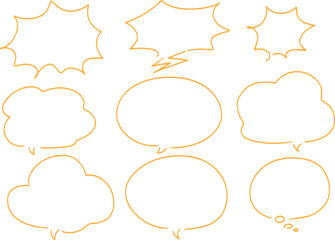 手描き ト 広告用 シンプルな線の手書きの吹き出しセット