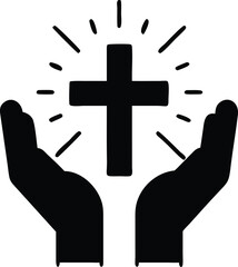 hands with shining holy cross design