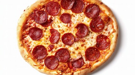 Delicious Pepperoni Pizza on a White Background with Cheese Melting