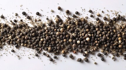 Naklejka premium Ground Black Pepper on White Surface with Textured Arrangement
