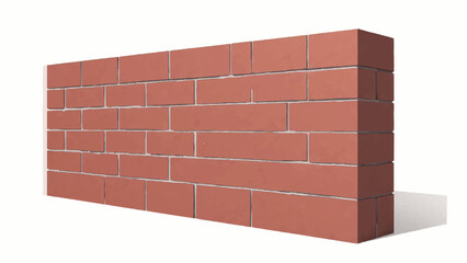 Obraz premium A red brick wall on a plain white background. Rectangular shape brick wall. Vector illustration.