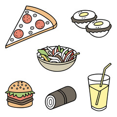 fast food icons set