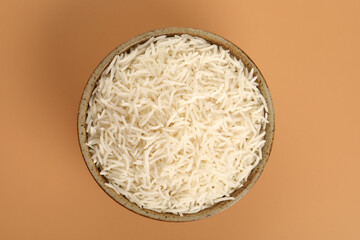 Fresh  Cooked Basmati Rice served in ceramic bowl