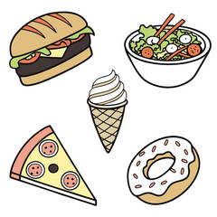 fast food icons set