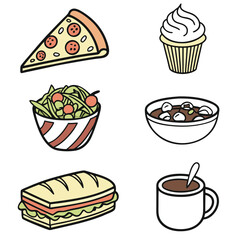 fast food icons set