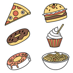 fast food icons set