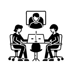 Video conference call between business team members in remote location