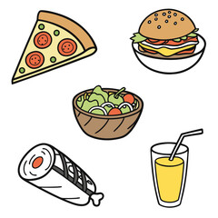 fast food icons set