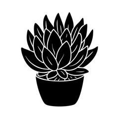 Elegant succulent silhouette in a modern pot, a stylish botanical illustration