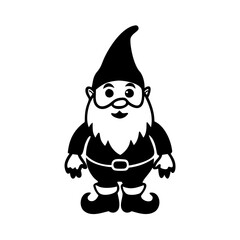 Charming Black and White Gnome Illustration with Classic Elf Attributes
