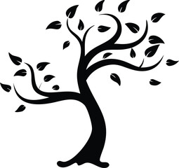 flowing tree silhouette with curved branches