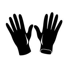 Two Black Gloves with Hands in Front of a White Background