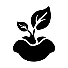 Simple vector illustration of a seedling in soil ready for growth