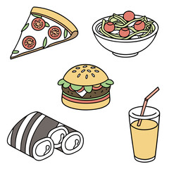 fast food icons set