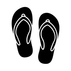 Black silhouette of beach flip flops footwear for summer vacation