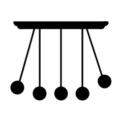 Newtons Cradle depicting Momentum Transfer and Conservation Laws in Black Silhouette
