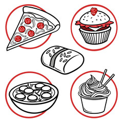 fast food icons set