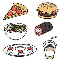 fast food icons set