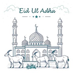 Vector Design of Eid ul Adha with Religious and Nature Elements