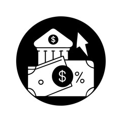 Online Banking and Finance Illustration with Dollar Signs and Interest Rate
