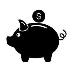 Piggy Bank with Dollar Coin, Illustrative Icon for Saving and Finance