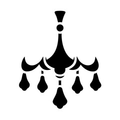 Classic chandelier design in black silhouette on a white background illustration