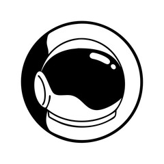 Monochrome illustration of an astronaut helmet symbolizing space exploration and technology
