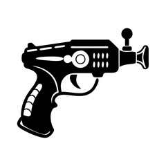 Vintage Retro Futuristic Space Ray Gun Weapon in Black and White