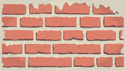 Obraz premium A brick wall with a textured, vintage look. Brick wall background. Brick wall texture. Vector illustration. 