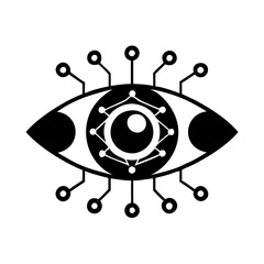 Cybernetic eye representation signifying technological advancement and artificial intelligence influence