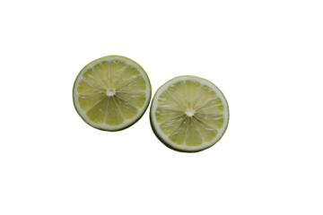 Vibrant Lime Halves, A Refreshing Citrus Slice on a Clean Backdrop, Emphasizing Freshness and Simplicity in Food Photography, Perfect for Culinary Themes