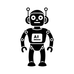 Full body illustration of a friendly AI robot with prominent antennas