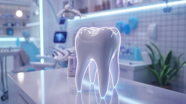 Futuristic digital dental assistant providing personalized hygiene tips