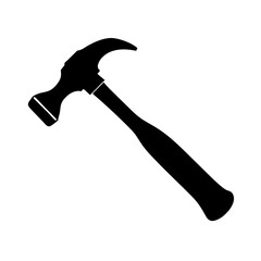 Black silhouette of a claw hammer isolated on a white background