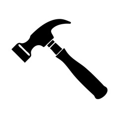 Isolated Black and White Image Depicting a Claw Hammer on a White Background