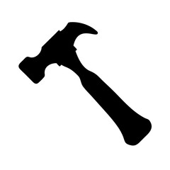 Silhouette image of a claw hammer, an essential construction tool isolated