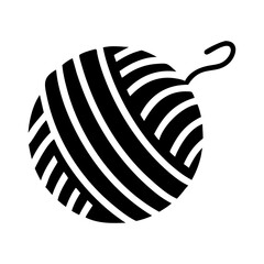 Black and White Ball of Yarn with Hook, for Knitting Design
