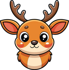 cute cartoon reindeer face line art