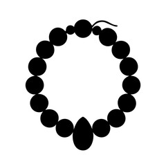 Elegant black silhouette of a beaded bracelet with a teardrop gem