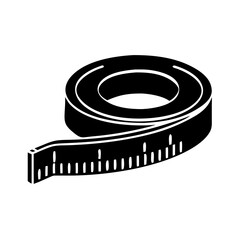 Black and white measuring tape tool used for tailoring and sewing