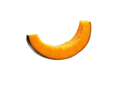 Vibrant Orange Pumpkin Slice on a Seamless Background, A Delicate Still Life with Textural Contrasts and Muted Shadows Highlighting the Fresh Produce