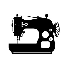 Vintage sewing machine silhouette, emphasizing simplicity and classic design in black and white