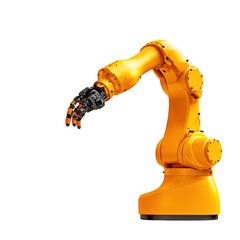 Naklejka premium Yellow robotic arm illustration on transparent background