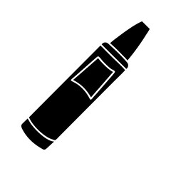 A solid black and white illustration of a crayon drawing tool