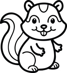 cute cartoon chipmunk outline